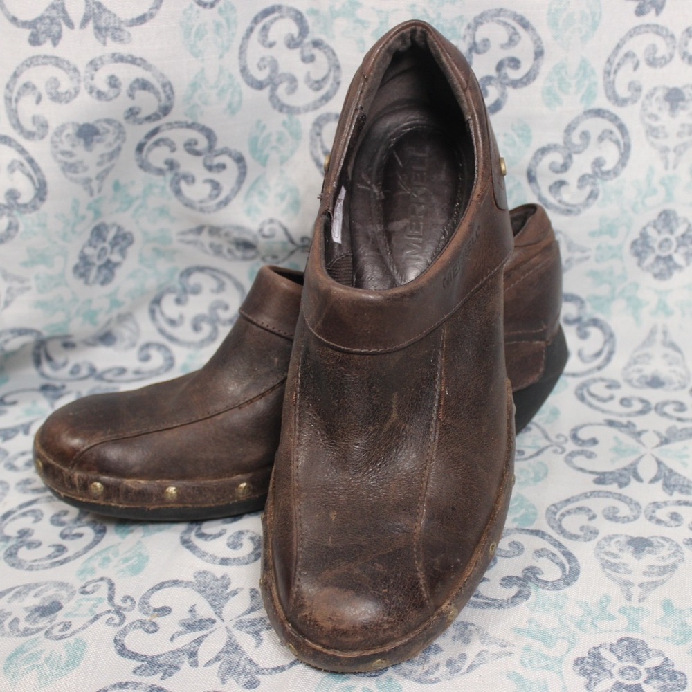 Merrell Luxe Espresso Leather Clog Mules Women's‎ Size 7.5